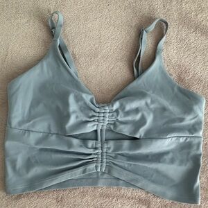 Athleta Blue Ruched Sports Bra